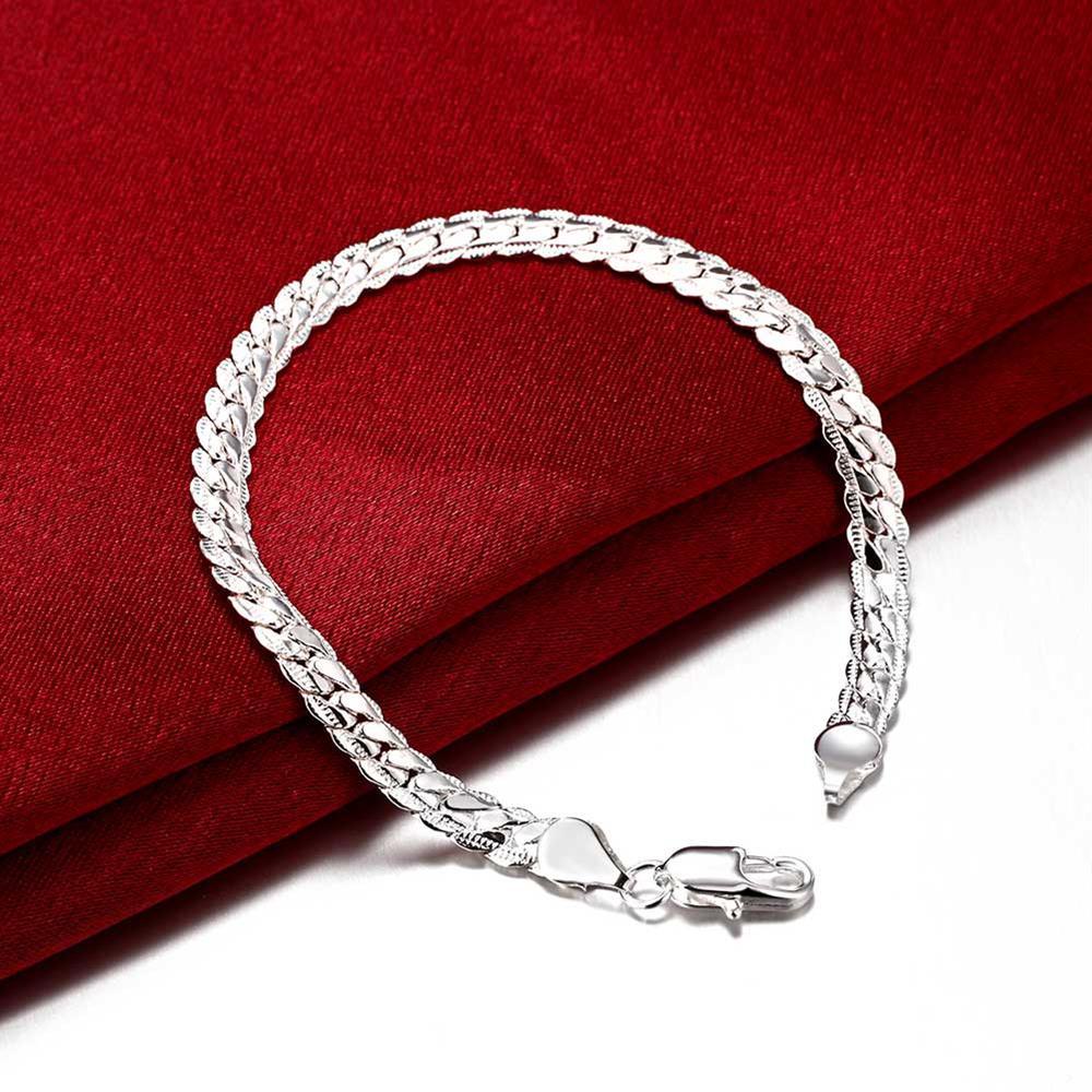 Fashion charm 925 Stamp Silver color Bracelet for man 5MM sideways chain Luxury jewelry Wedding party Christmas gifts