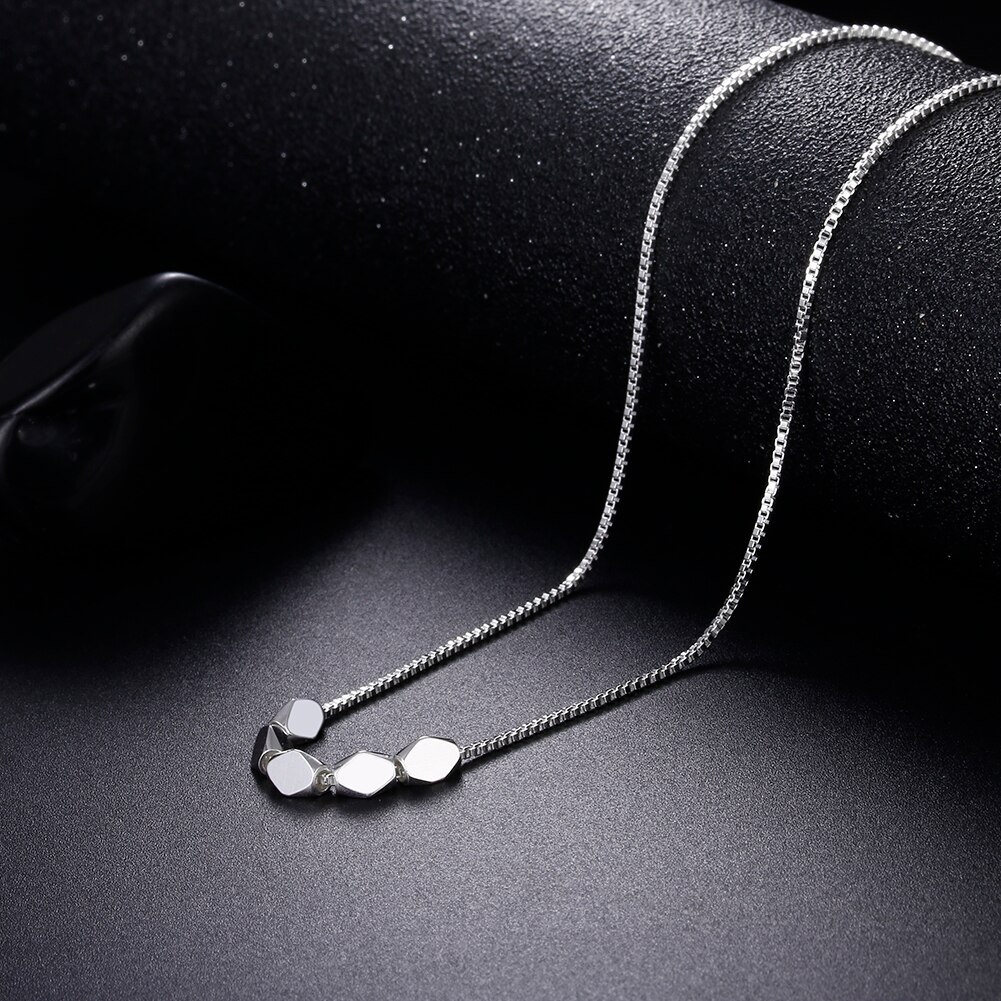 New 925 Stamp Silver color Necklace Box chain Simple geometry Pendant For Women Fashion luxury Jewelry Christmas Gifts party