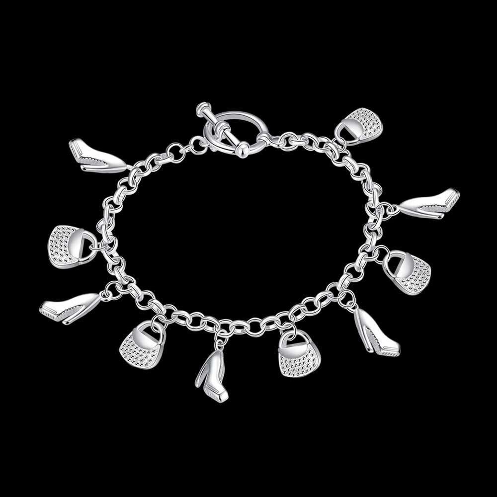 Hot charm 925 Stamp Silver color Bracelet for woman man Shoes and bags chain wild Wedding party Christmas Gifts fashion Jewelry