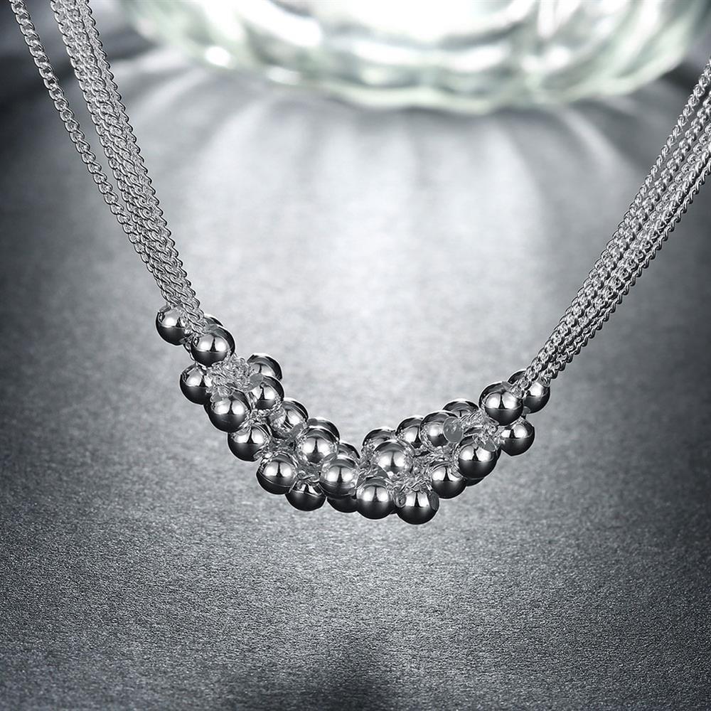 Hot new 925 Stamp Silver color Fine Multi-line tassel beads necklace earrings  for woman Fashion Party wedding gift Jewelry sets