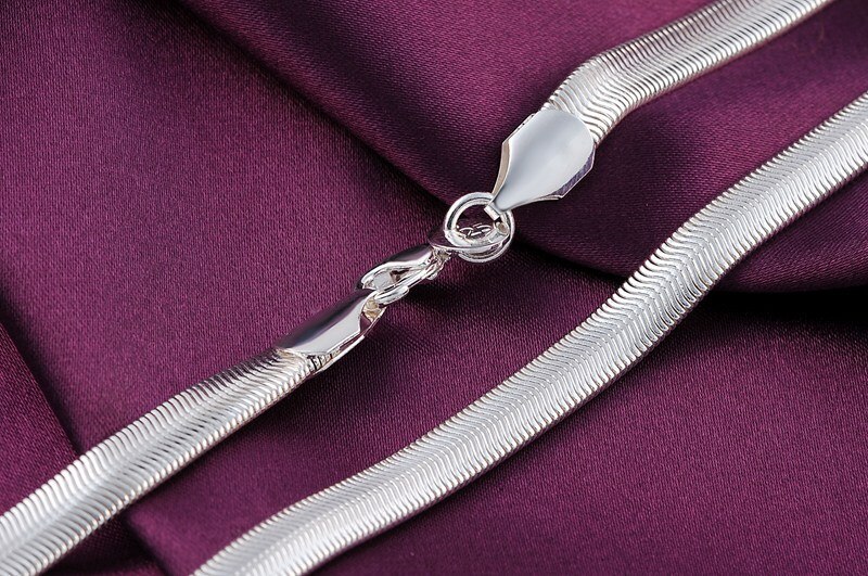 Special offer 925 Stamp Silver color 16-24 Inch 6MM Flat Snake Bone Chain Necklace Women or Men Wedding Fashion Jewelry Gifts