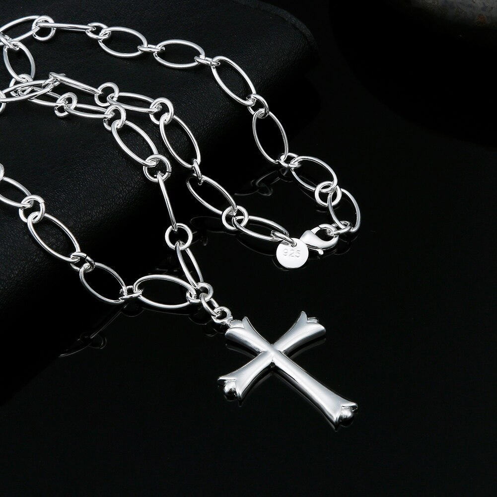 Fashion 925 Stamp Silver color classic cross Necklace For Women luxury designer Jewelry Wedding accessories party Holiday gifts