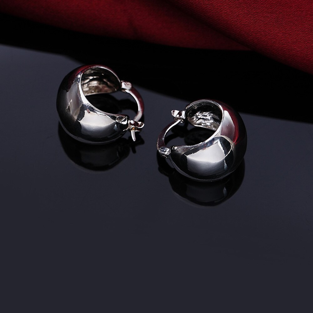New charm 925 Stamp Silver color Earring Fashion Smooth round Earrings for Women classic Jewelry Wedding party Birthday Gifts
