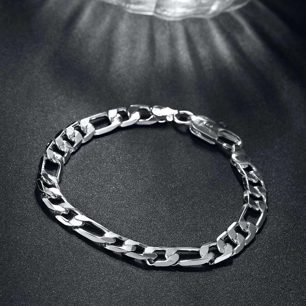 Hot charm 925 Stamp Silver color 8MM chain Bracelets necklace Jewelry set for women men wedding party Fashion Party Gifts