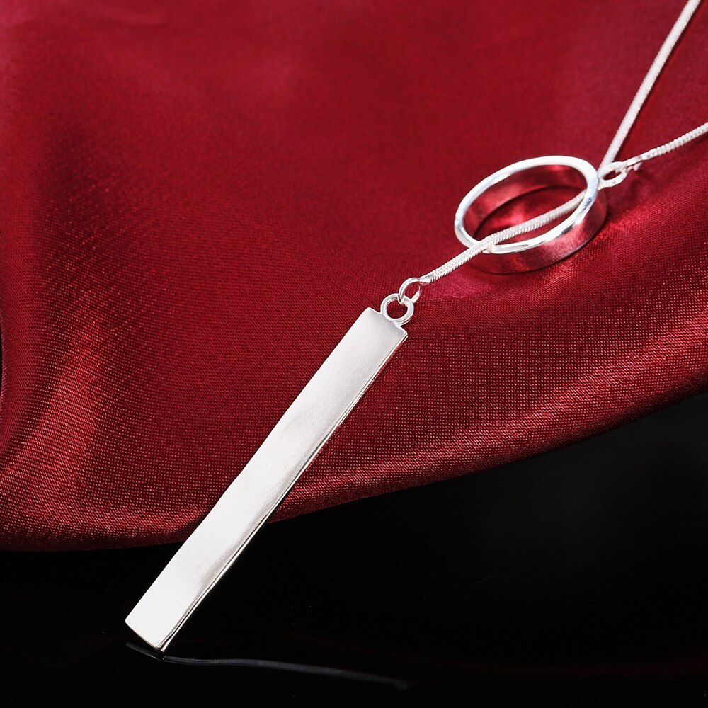 Factory direct 925 Stamp Silver color Necklace For Women Wedding Jewelry 18 inches Creative Round Pendant fashion Christmas gift