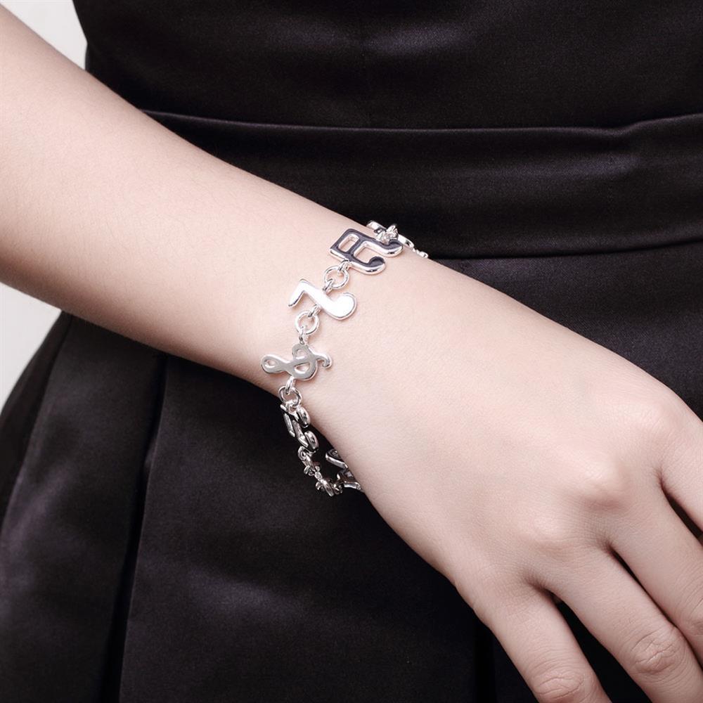 Factory direct fashion 925 Stamp Silver color Bracelet for woman Music notation chain fine Luxury jewelry Wedding party gifts