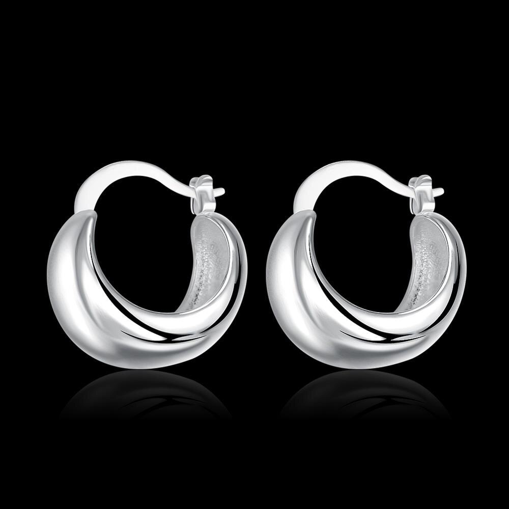 New charm 925 Stamp Silver color Earring Fashion Smooth round Earrings for Women classic Jewelry Wedding party Birthday Gifts