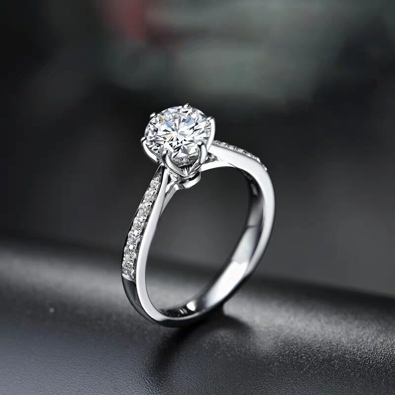 Luxury shining crystal 925 Stamp Silver color diamond ring Beautiful lady heart Ring pretty fashion Wedding Party women jewelry