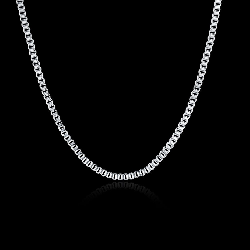 Charm 925 Stamp Silver color Necklace 16/18/20/22/24 inches fine 1.5MM Box chain For Women fine Fashion Jewelry Christmas Gift