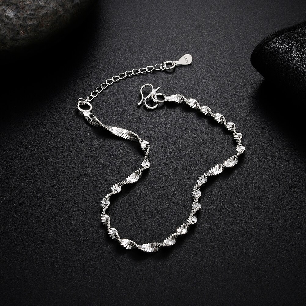 Special offer new 925 Stamp Silver color Geometry Twisted Chain Bracelet for Women Men Fashion Wedding Fine Jewelry Gift
