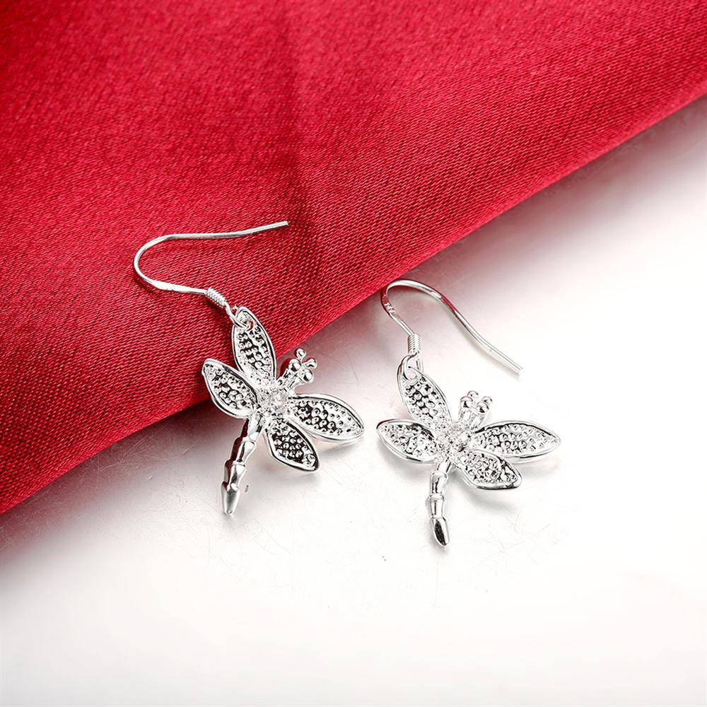Hot sale fine Jewelry 925 Stamp Silver color Earrings for Woman Fashion crystal dragonfly earrings Gifts for girlfriends