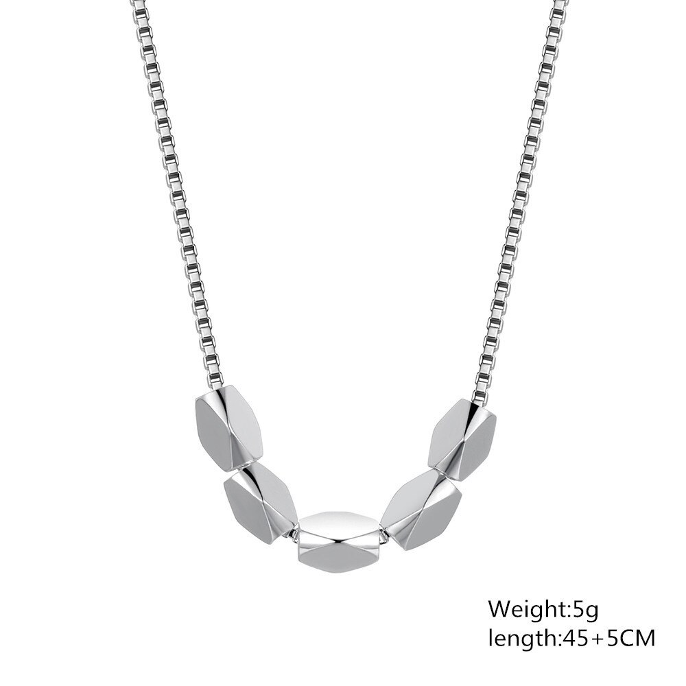 New 925 Stamp Silver color Necklace Box chain Simple geometry Pendant For Women Fashion luxury Jewelry Christmas Gifts party