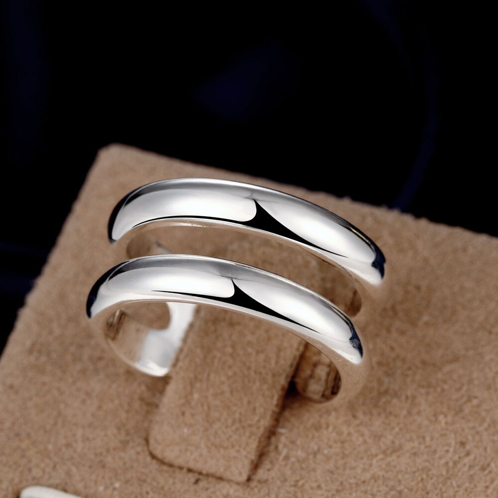 Pretty 925 Stamped silver Charm Double Line Bangles Rings Jewelry Set for women fashion party wedding accessories holiday gifts