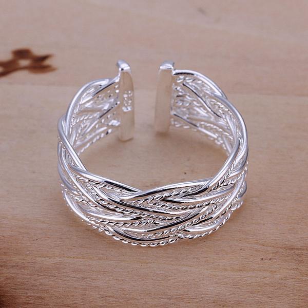 Adjustable 925 Stamp Silver color Rings For Women Fashion Retro Wedding Engagement Party Gifts charm lady high quality Jewelry