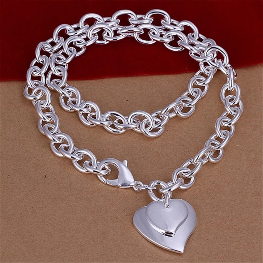 Fashion woman men 925 Stamp Silver color Necklaces Jewelry 20 Inch Classic heart dragonfly pendant party wedding Christmas Gifts