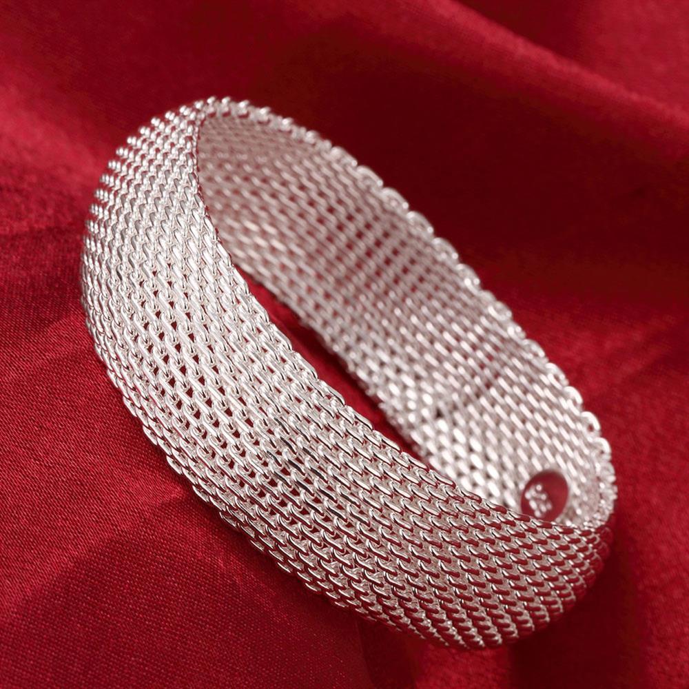 925 Stamp Silver color classic Woven Mesh pendant necklace earrings bangle ring for women fashion luxury jewelry set fine gifts