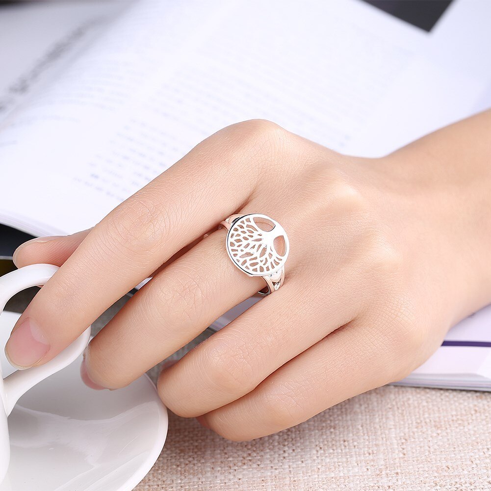Charm Solid 925 Stamp Silver color Rings For Women men fine small tree size 6/7/8/9 elegant Fashion Party Gifts wedding Jewelry