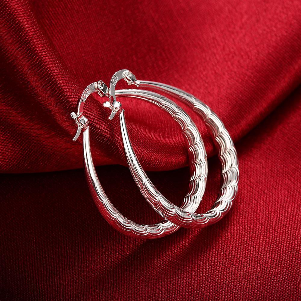 Special offer 925 Stamp Silver color hoop Earrings for Women 3CM Circle Oval fish pattern earrings elegant Jewelry Gifts