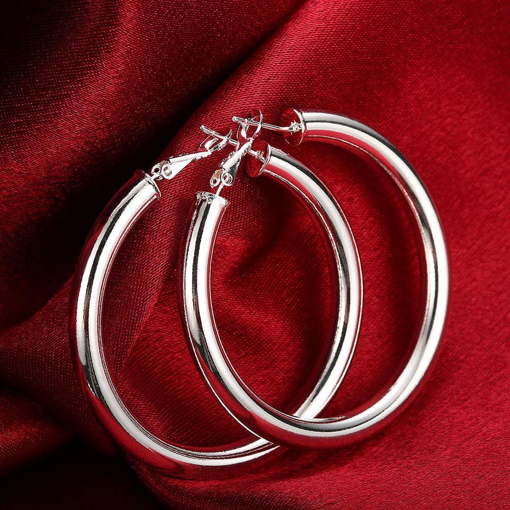 Korean fashion 925 Stamp Silver color classic 5CM Big circle hoop earrings for Women noble temperament Jewelry party wedding