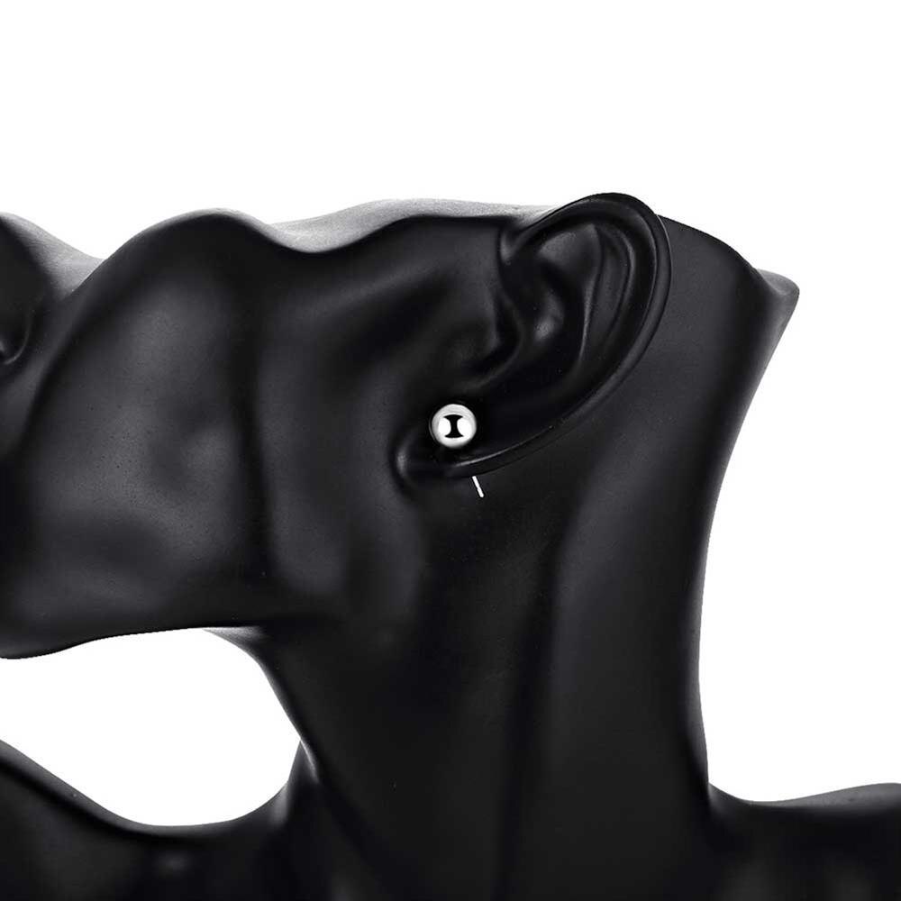 New 925 Stamp Silver color Earrings for man Women 8-10MM Simple beads Ear studs Valentine's Day Gifts Street all-match Jewelry