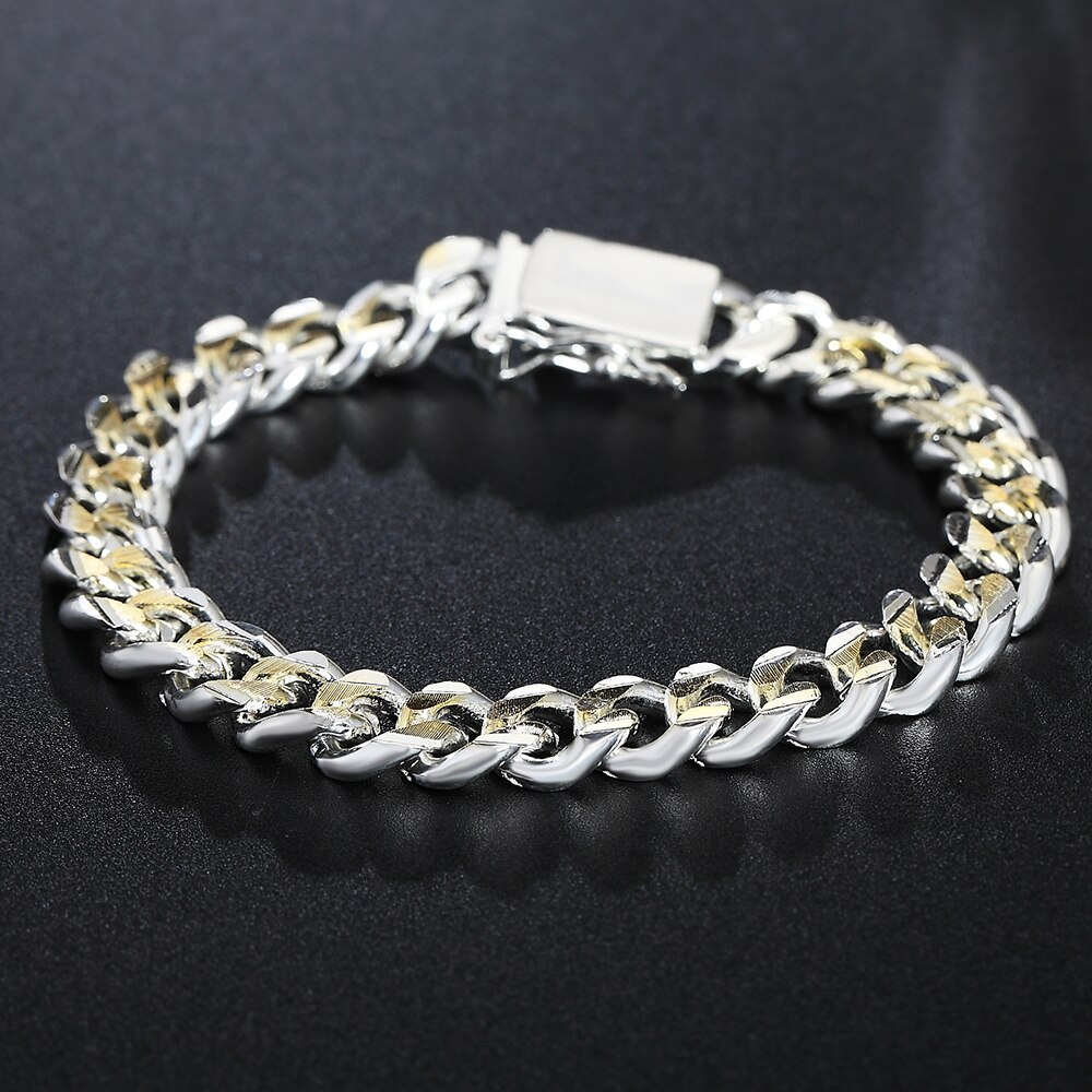 925 Stamp Silver color Bracelet for woman man classic Square buckle gold chain Wedding party Christmas Gifts fashion Jewelry