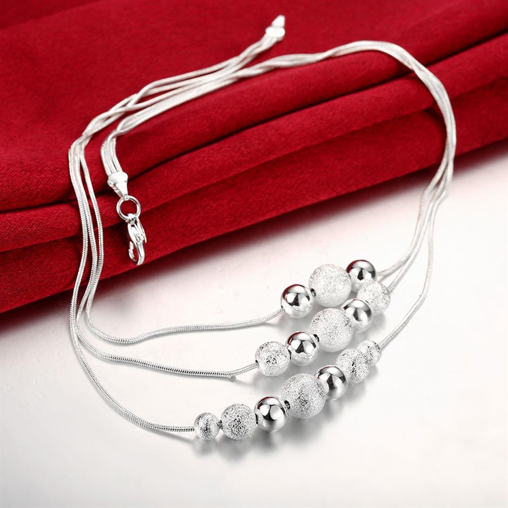New 925 Stamp Silver color Tassel Snake Chain Beads necklace earrings Jewelry set for women Fashion Party wedding Christmas Gift