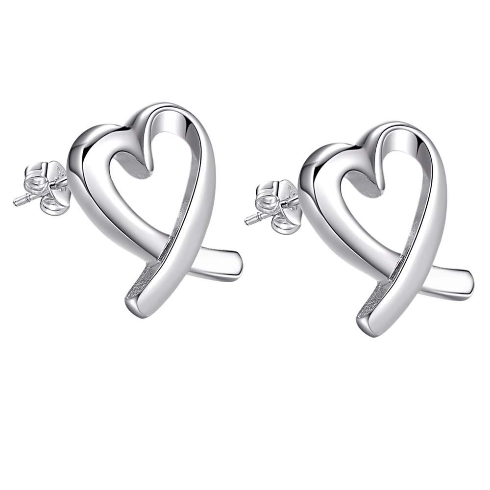 Factory direct charm 925 Stamp Silver color Earring for women Fashion Creative heart Earrings stud Birthday Gifts classicJewelry