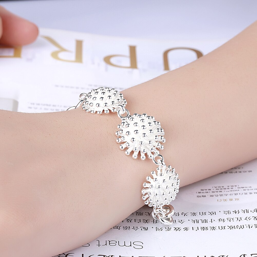 High-quality 925 Stamp Silver color fine Fireworks Pendant necklace bracelet Jewelry set for women Fashion Party Holiday gifts