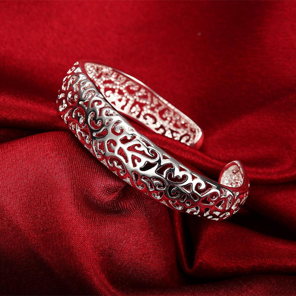 Fine 925 Stamp Silver color Hollow pattern bangles Bracelets for Women adjustable Fashion luxury Jewelry wedding Party lady Gift