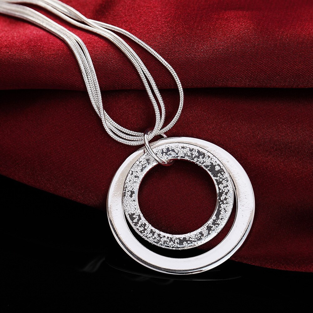 Charm 925 Stamp Silver color necklaces for Women Classic fashion Jewelry 18 Inches Chain circle pendant Party Christmas Gifts