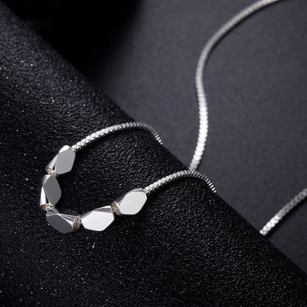 New 925 Stamp Silver color Necklace Box chain Simple geometry Pendant For Women Fashion luxury Jewelry Christmas Gifts party