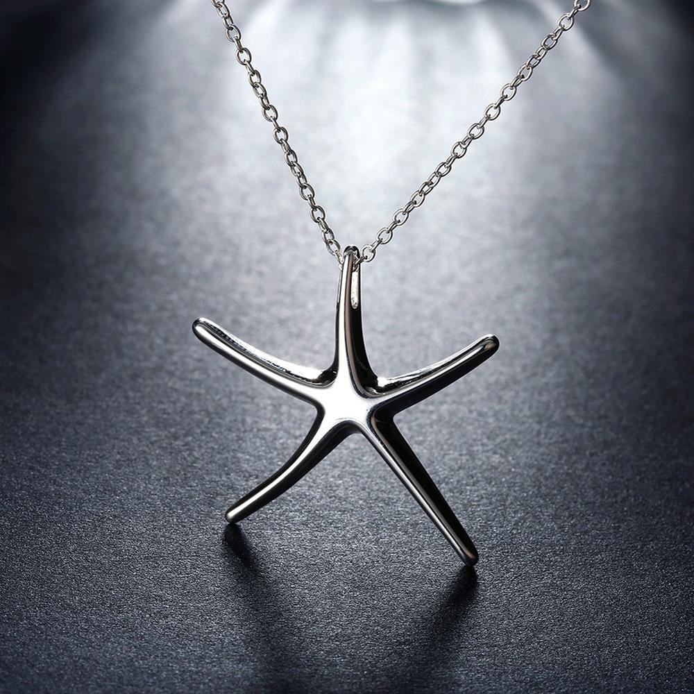 Special offer 925 Stamp Silver color Starfish Pendant Necklace For Women Christmas gift high quality Fashion party Jewelry