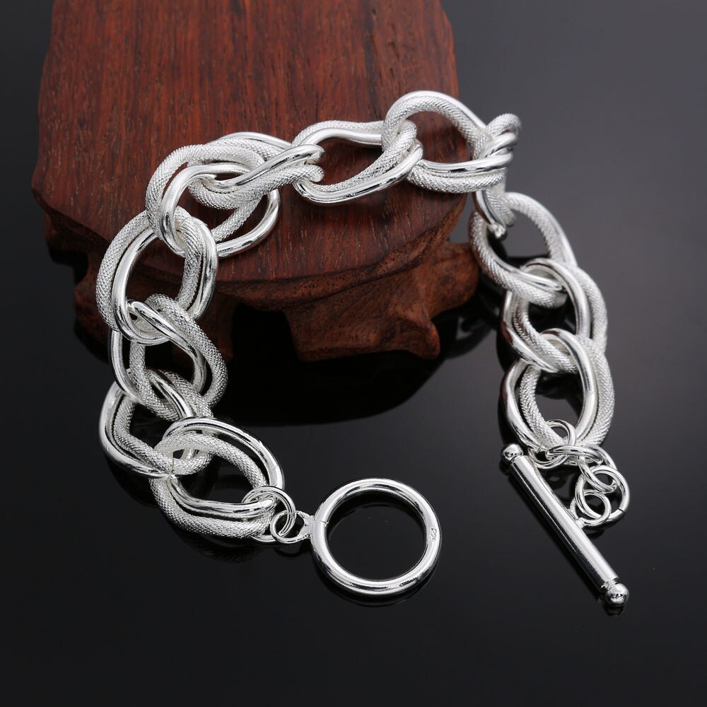 Charms 925 Stamp Silver color Double twist chain Bracelets For Women fashion luxury designer party Wedding Jewelry gifts