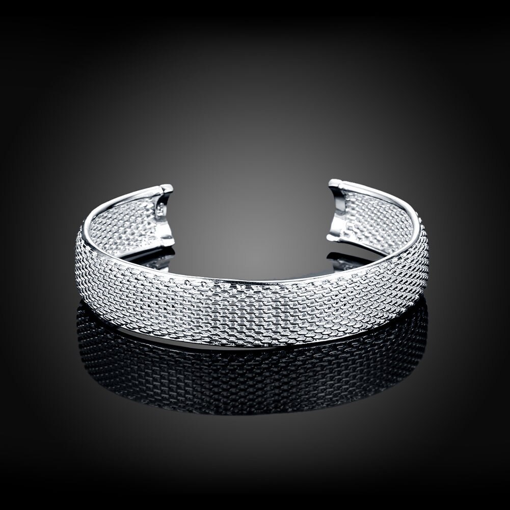New 925 Stamp Silver color elegant net bangles Bracelets for Women adjustable Jewelry Fashion Party Girl student Christmas Gifts