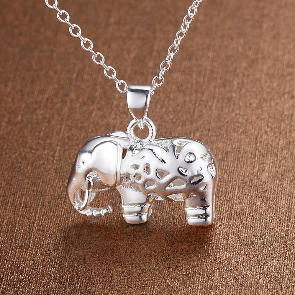 Fine charms 925 Stamp Silver color Pretty elephant pendant Necklace For Women fashion Wedding accessories party Jewelry gifts