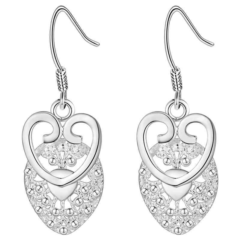 Factory direct new 925 Stamp Silver color heart Earrings for Women Fashion Jewelry Christmas Gift zircon Wedding fancy earring