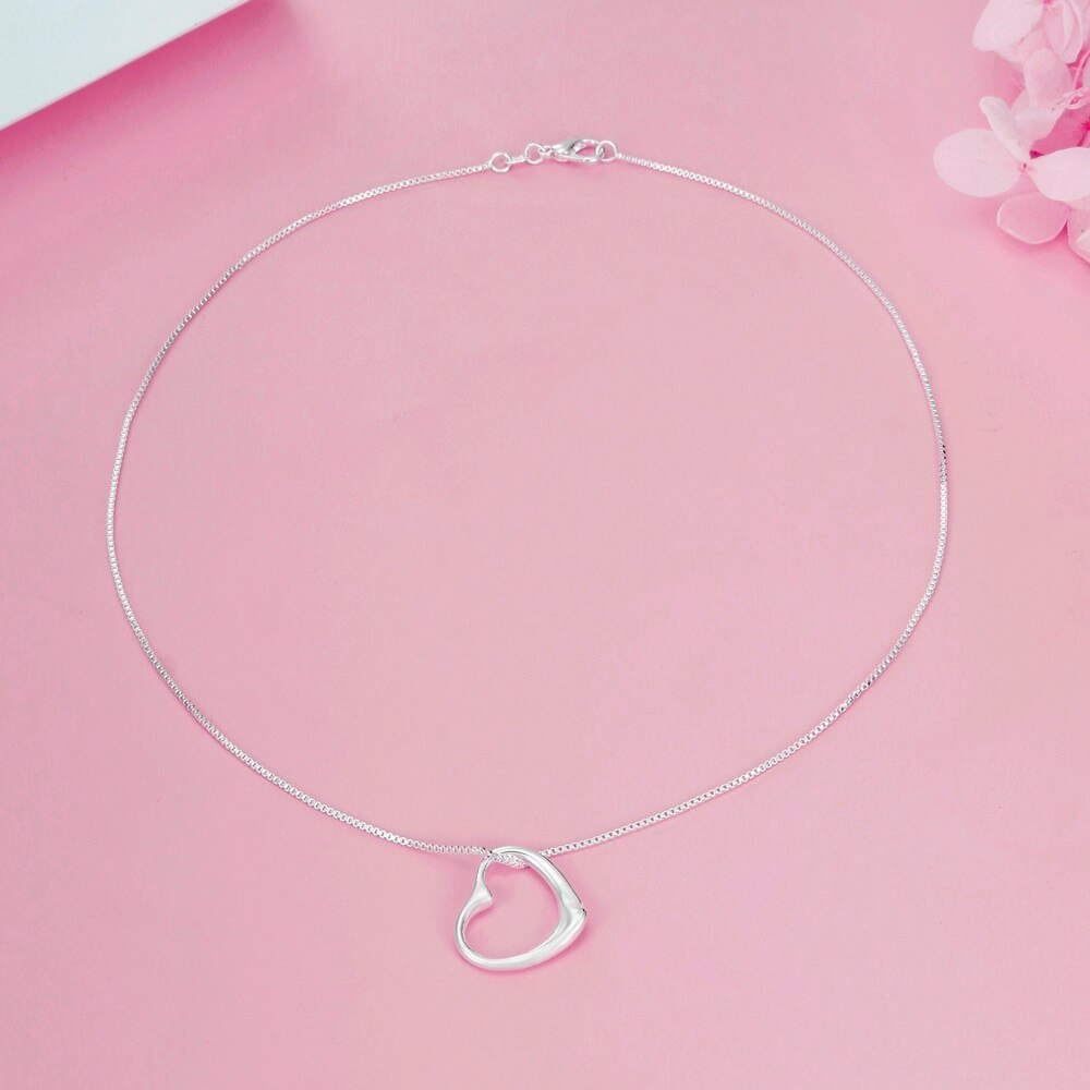 Hot 925 Stamped Silver charm heart Pendant box chain Necklaces For Women fashion party wedding engagement Jewelry holiday gifts