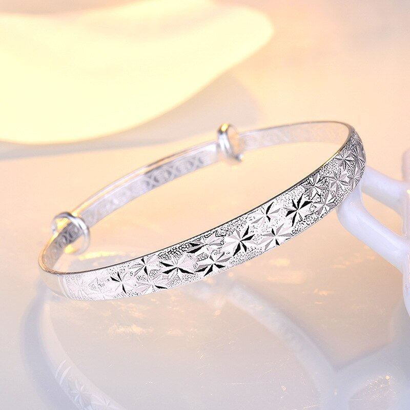 925 Stamp Silver color Original romantic Gypsophila star Bangles for women bracelets fashion party wedding accessories jewelry