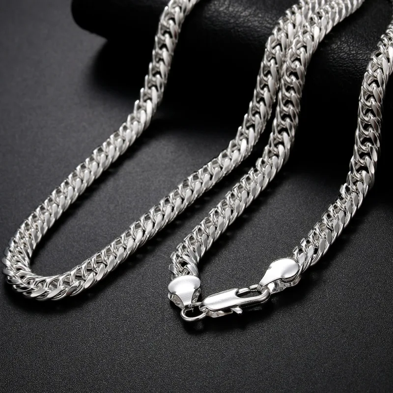 Fashion brand 925 Sterling Silver Necklace for men's classic personality 6MM chain 24 inches Christmas gifts party fine Jewelry