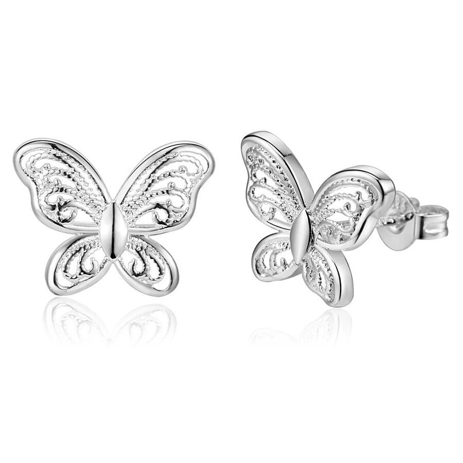 Special offer 925 Silver color Earrings for Women party Jewelry elegant butterfly Ear studs Earrings Christmas Gifts
