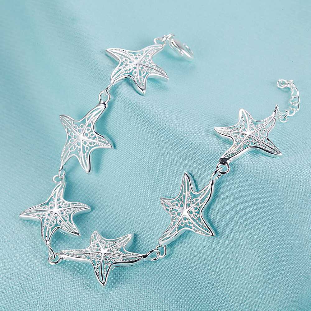 Special offer 925 Stamp Silver color Bracelet for Women Charm starfish Chain Fashion Wedding Party Christmas Gift fine Jewelry
