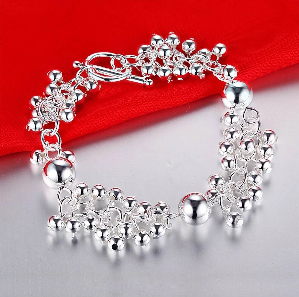 New high quality 925 Stamp Silver color Luxury Beads Bracelets for women fashion party Wedding engagement Original Jewelry gifts