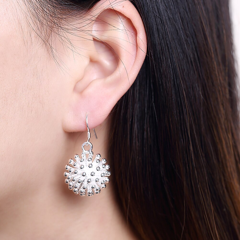 925 Stamp Silver color Fireworks Pendant necklace earring bangles bracelet rings Jewelry set for women Hot charm Fashion Party