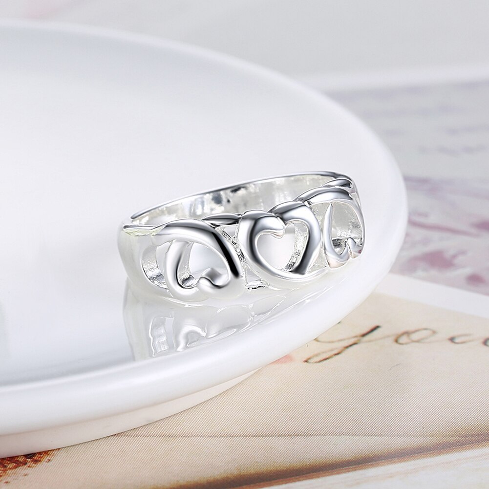 Factory direct Silver Jewelry heart Rings for Women Men Size 7 8 9 Fashion Wedding Jewelry Holiday gifts