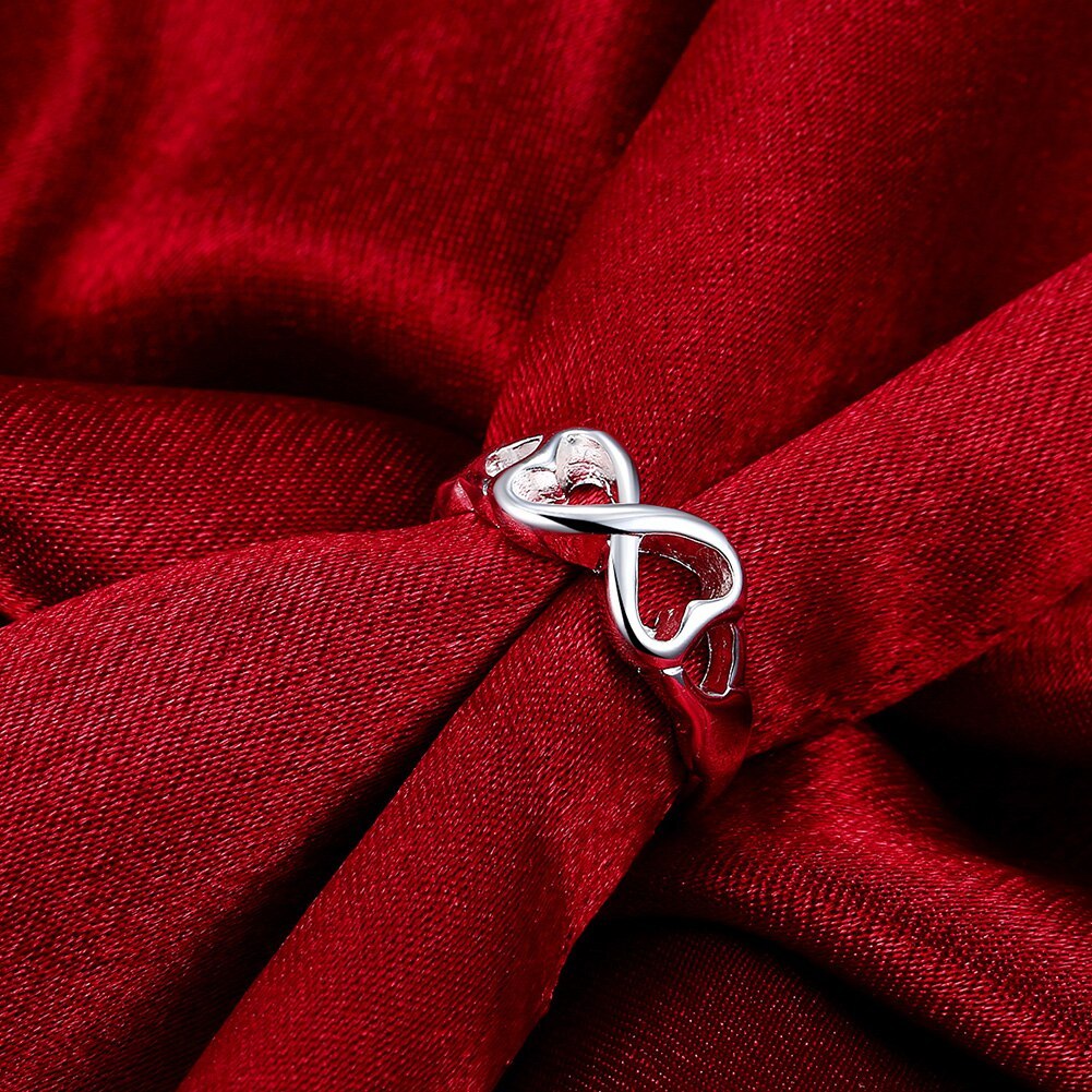 Hot 925 Stamp Silver color Jewelry set for women 8-shaped heart pendant Bracelet necklace earring stud Fashion Party Gift