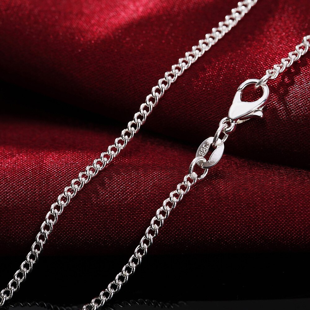 Hot new 925 Stamp Silver color Necklace 16/18/20/22/24/26/28/30 Inch 2MM String chain for Women Men high quality Jewelrys Gifts