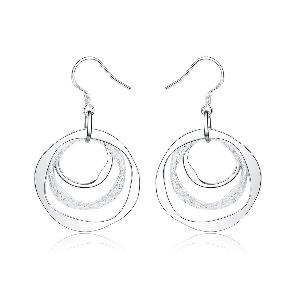 Factory direct 925 Stamp Silver color Earrings for Women party Jewelry personality Three circle Earrings fashion Holiday gift