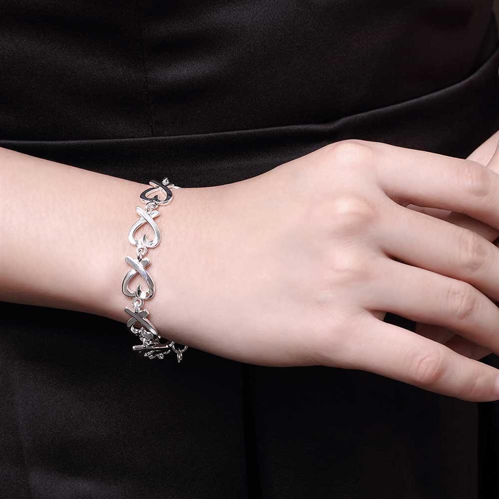Special offer fashion 925 Stamp Silver color Bracelet for woman heart kelp chain jewelry Wedding party Christmas gifts