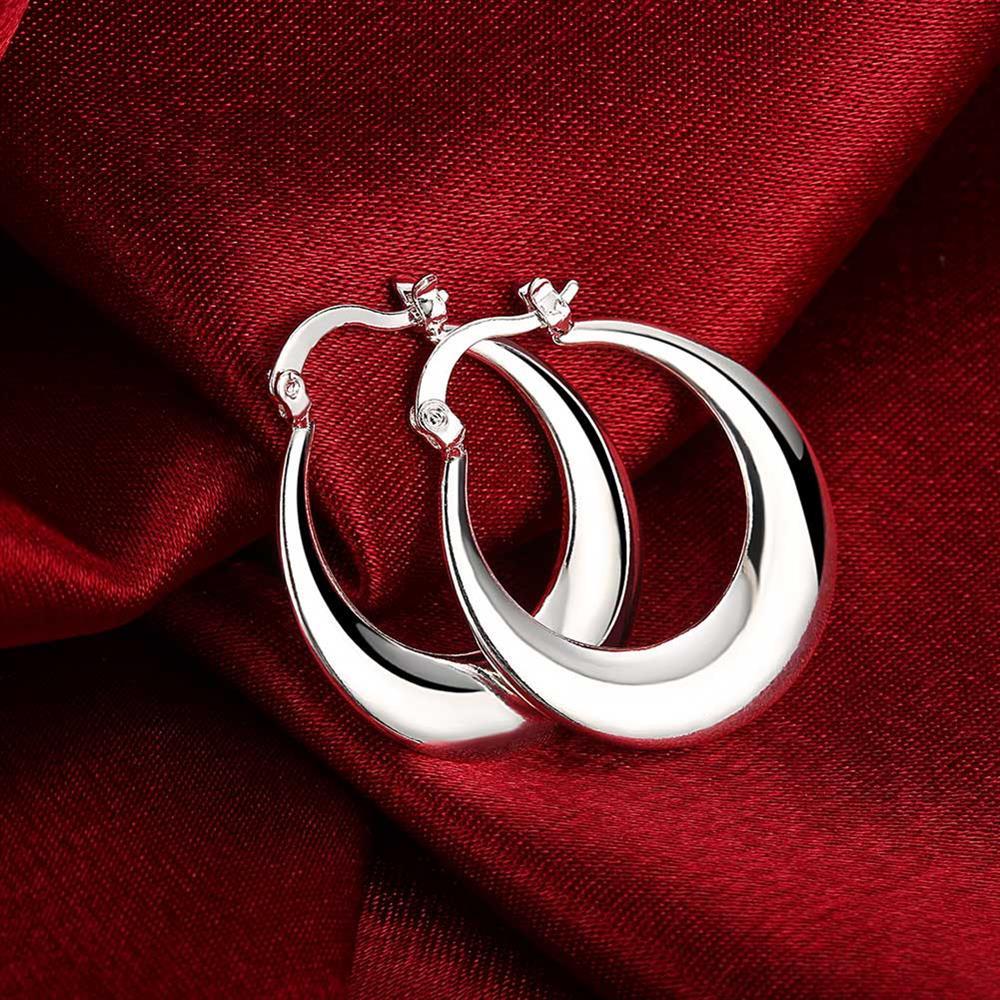 Factory direct 925 Stamp Silver color Earrings 3cm Fashion round big hoop for Women Beautiful Crescent Gift Engagement Jewelry