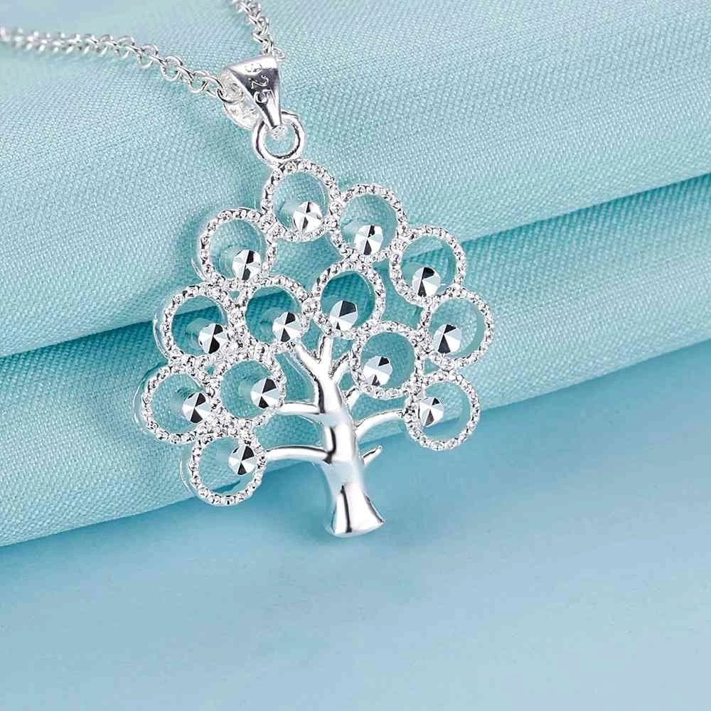 Special offer 925 Stamp Silver color charm tree pendant necklace earrings jewelry sets for women luxury Fashion party wedding